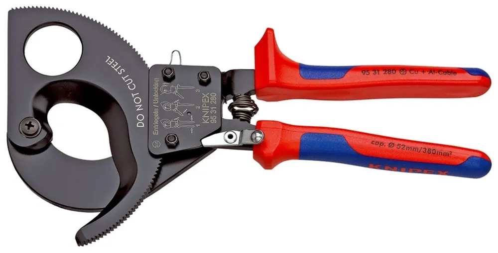 Nożyce do kabli (z mechanizmem zapadkowym) z wielokomponentowymi nasadkami 95 31 280 Ekspresowa dostawa