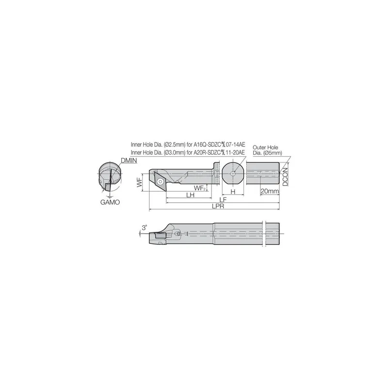 Turning Toolholder - A20R-SDZCR11-20AE Premium