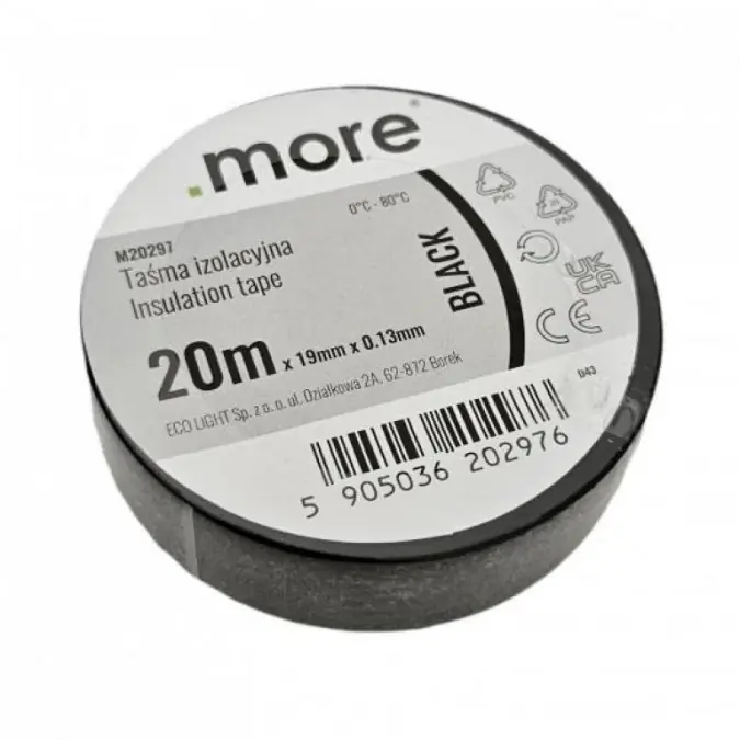 Taśma izolacyjna 19mm x 0,13mm CZARNA 20m 1szt Zniżka