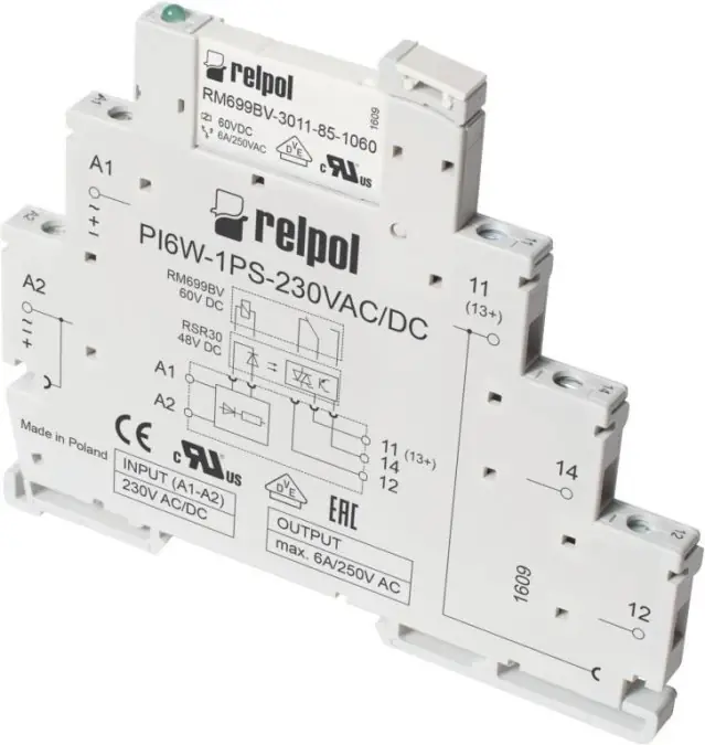 Przekaźnik interfejsowy 1P 6A 230V AC/DC PIR6W‑1PS‑230VAC/DC‑R (SZARE) 857171 Darmowa dostawa