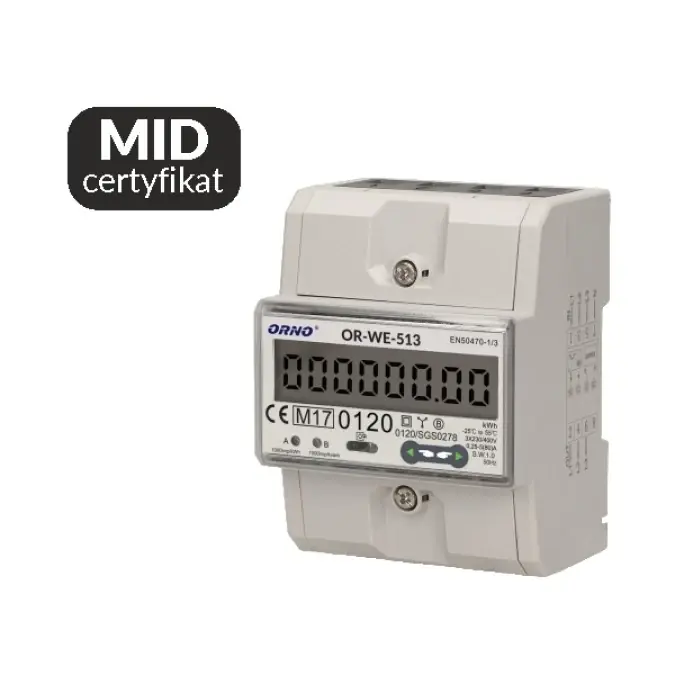 Wybór klientów Licznik energii elektrycznej 3‑fazowy MID 80A OR‑WE‑513