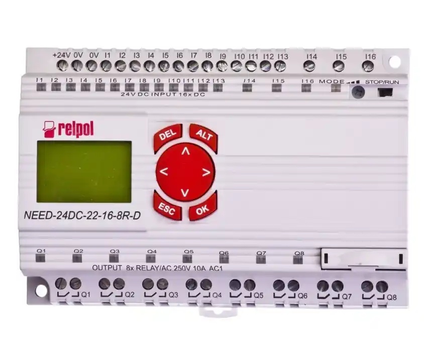 Bezpieczne zakupy Przekaźnik programowalny 24V DC 16we, 8wy z wyświetlaczem i klawiaturą NEED‑24DC‑22‑16‑8R‑D 859362