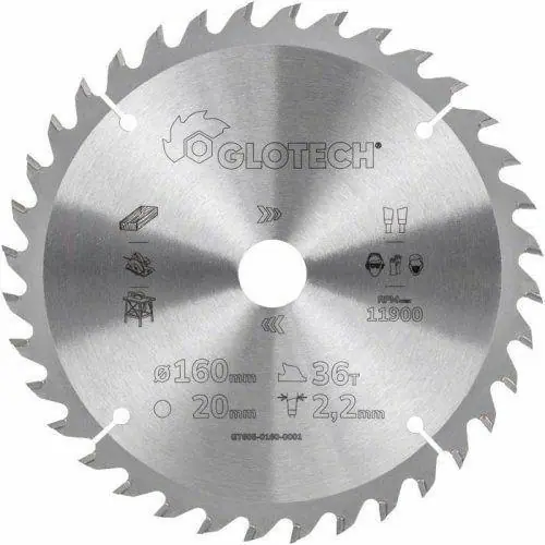 Piła tarczowa do drewna 160x20mm 36 zęby Glotech Tylko dziś