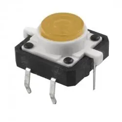 Mikroprzycisk; podświetlany 2,5V; TACT; 12x12mm; 3,7mm; 7mm; THT; 4 pin; żółty; OFF-(ON); 50mA; 12V DC; TACT-LED-Y; RoHS Popularny