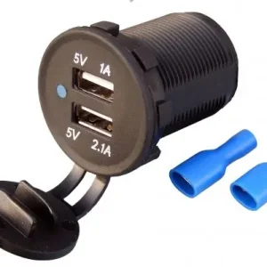 Ładowarka samochodowa; 2X gniazdo USB; 1A; 2,1A; przykręcane; na panel; SAM-0448; RoHS Obniżka ceny