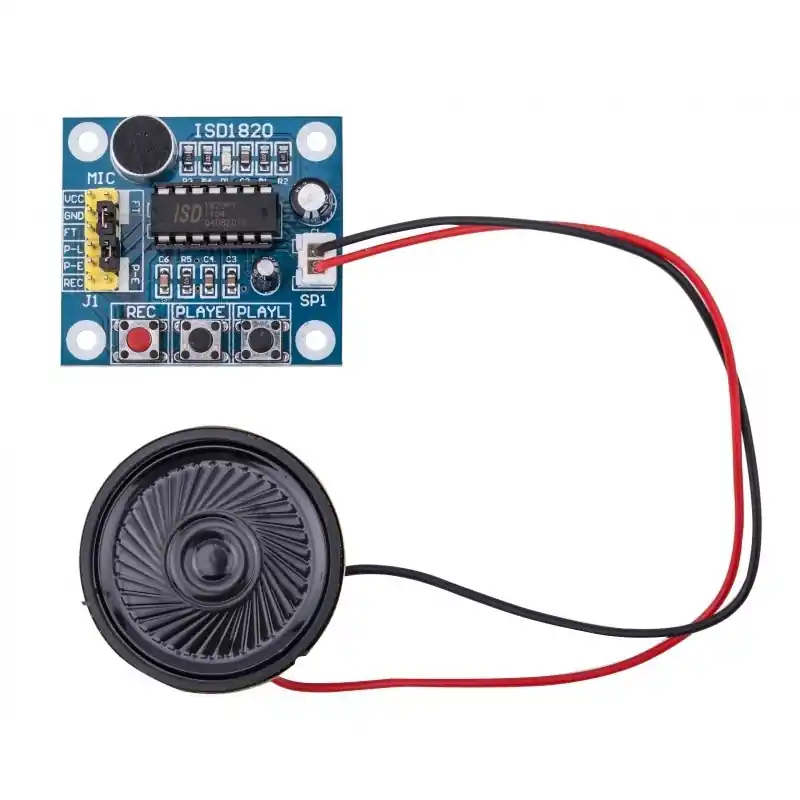 Moduł rejestratora; audio; z głośnikiem; zasilanie 3-5V DC; wbudowany wzmacniacz 0,5W; wbudowany mikrofon; 42x38mm; RoHS Niska cena