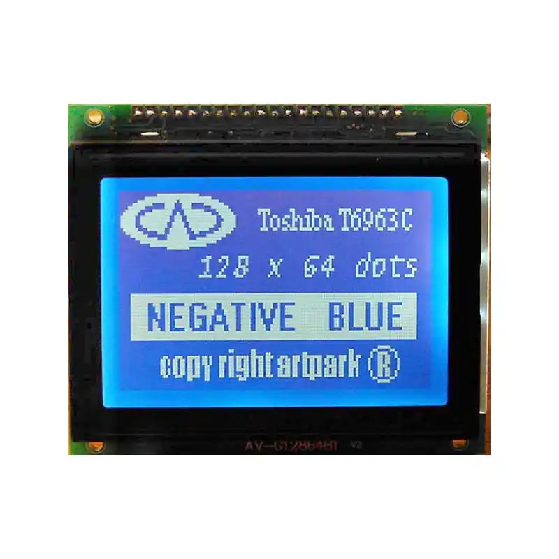 LCD-AG-128064B1-BIW W/B-E6 – wyświetlacz graficzny STN 128×64 negative blue z kontrolerem TOSHIBA T6963C Promocja