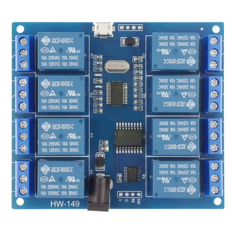Szybka wysyłka modRL08_uUSB - moduł mocy z ośmioma przekaźnikami 10A oraz UART/USB