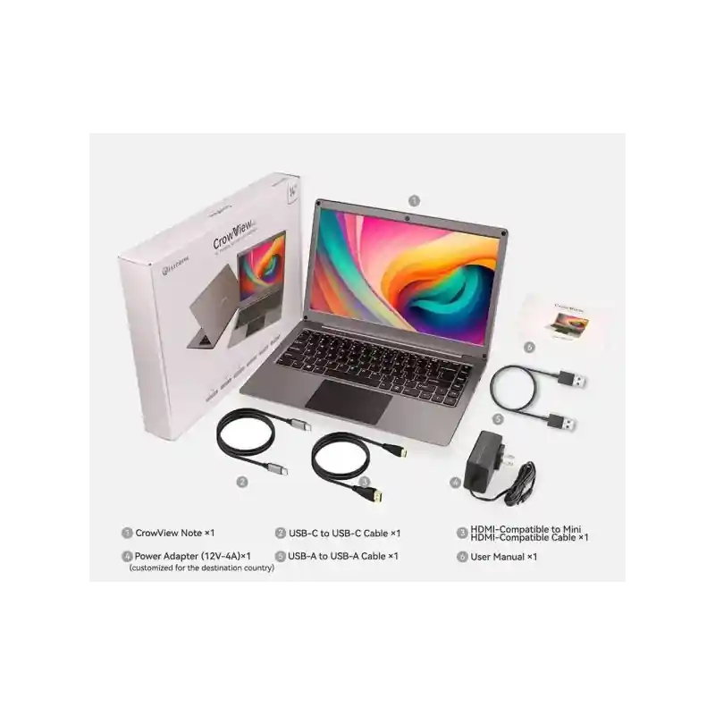 Kup online CrowView Note-All-in-One - mobilny monitor LCD IPS 14" z wbudowaną klawiaturą